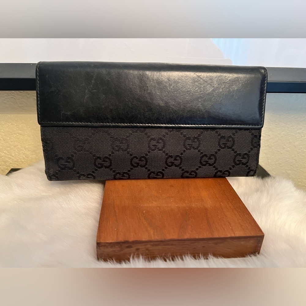 Authentic Gucci Vintage Guccissima Black Jackie O Long Wallet - Picture 3 of 11